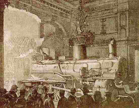 L'Express Ostende-Vienne pntrant dans la salle d'attente de la gare de Francfort le 6 dcembre 1901